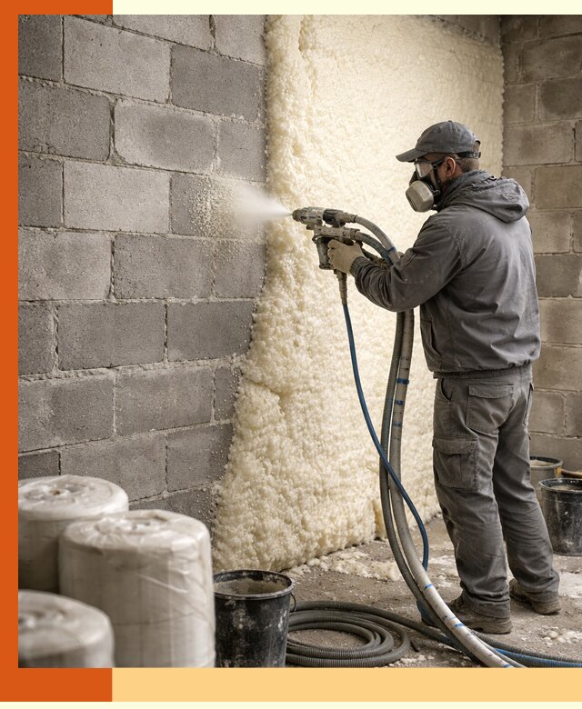 Утепление блочной стены ППУ в Златоусте качественно и надёжно